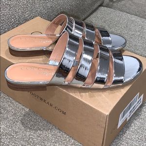 Coconuts Perry Silver Slide Flat Sandal NWT
